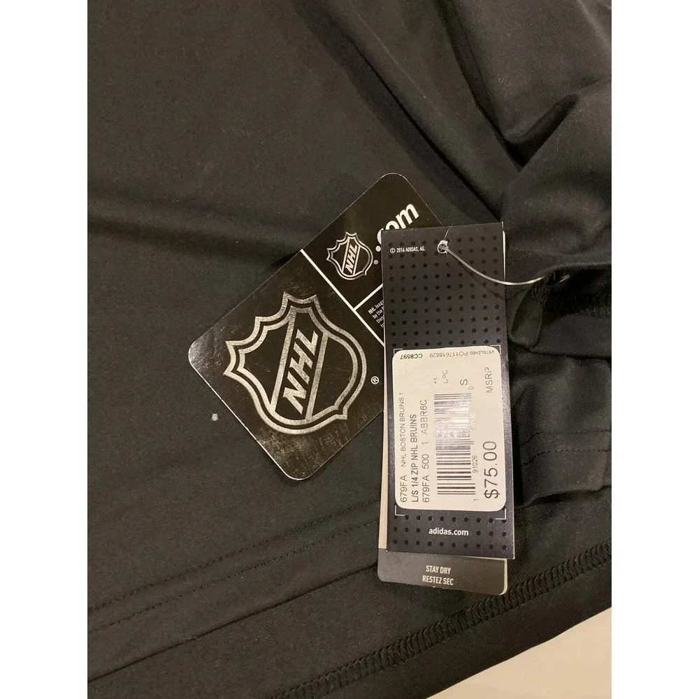 Adidas Sz‎ S Small NHL Boston Bruins 1/4 Zip Long sleeve training jacket Men's